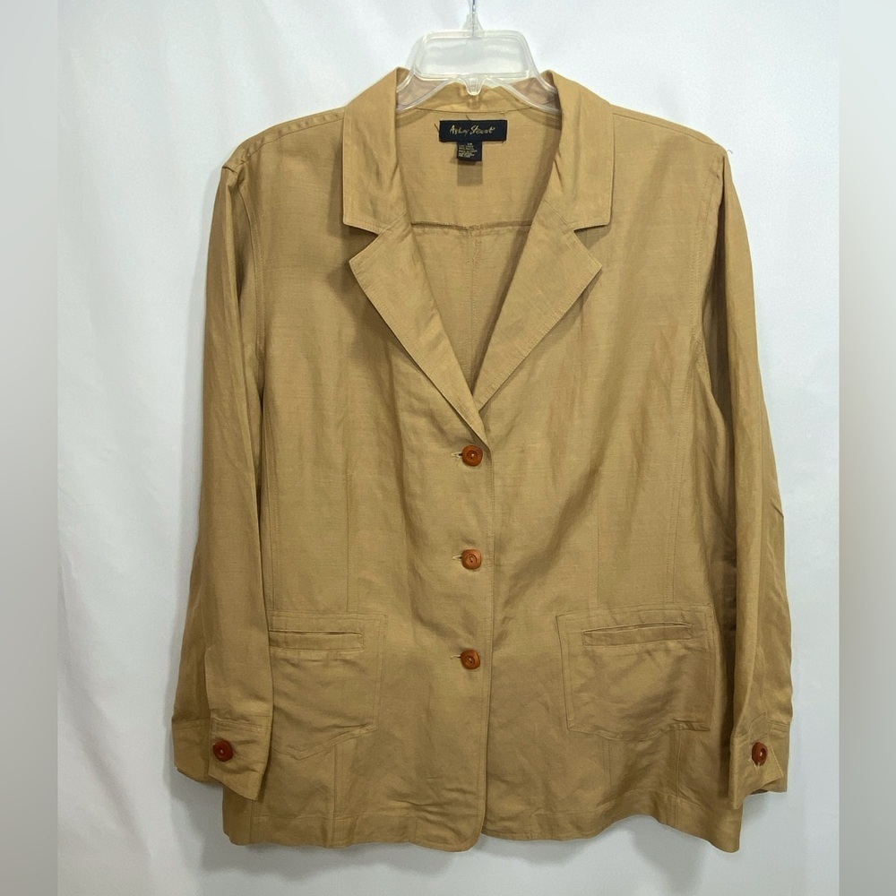 Ashley Stewart Burnt Orange Linen Unlined Jacket